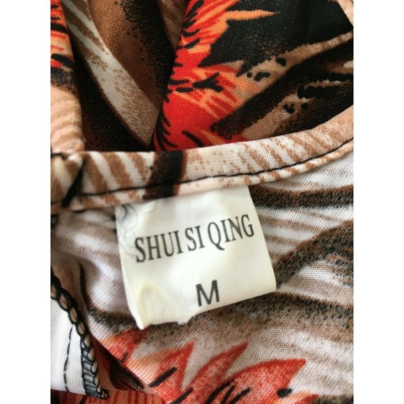 Shui Si Qing Womens Shirt Medium Blouse Top V-Neck Spring Summer Work Career M - Picture 6 of 8